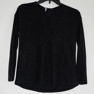 Good Luck Girl Black and Shiny Silver Long Sleeve Top